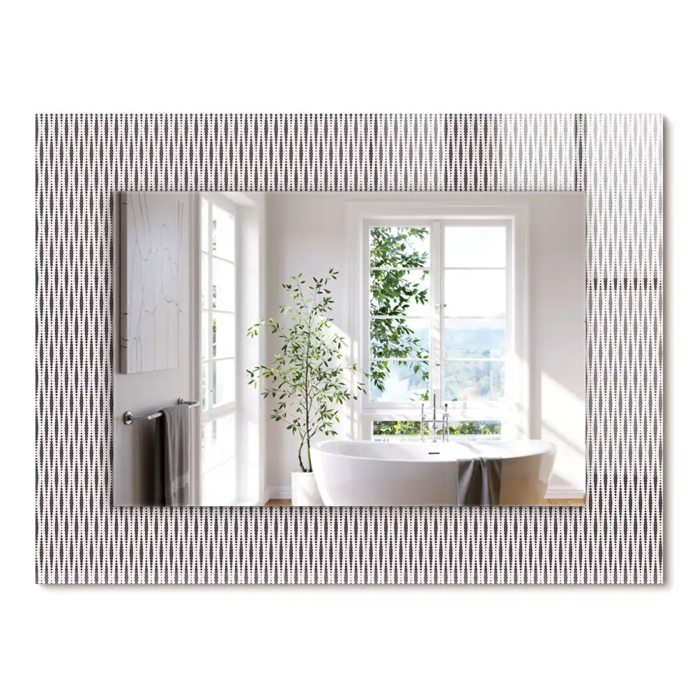 Oglindă dreptunghiulară cu ramă decorativă cu textură textilă