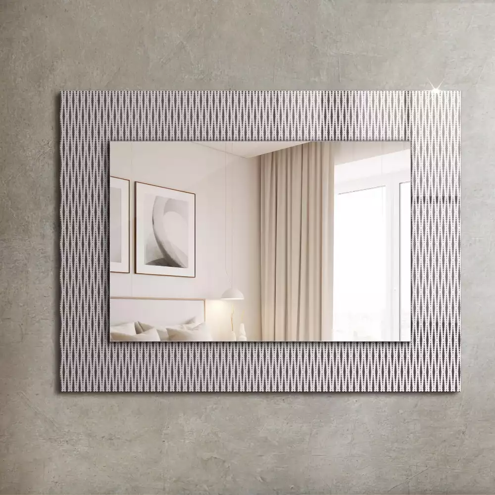 Oglindă dreptunghiulară cu ramă decorativă cu textură textilă