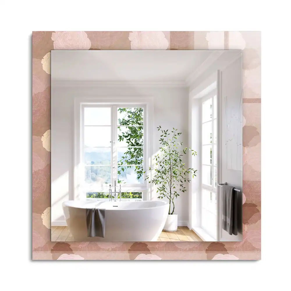 Oglindă dreptunghiulară decorativă cu flori de bujor