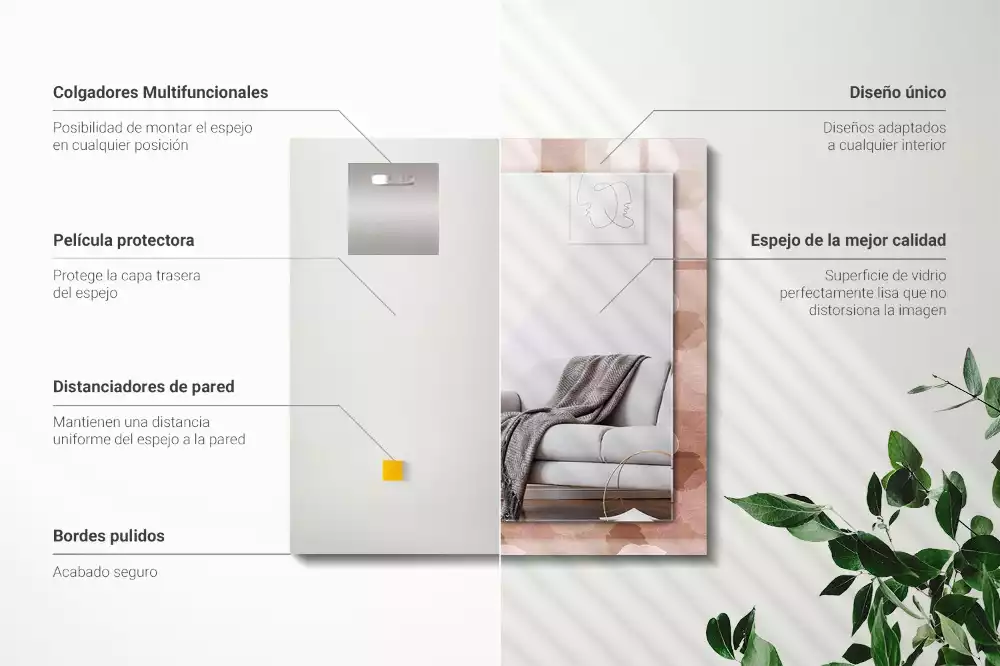Oglindă dreptunghiulară decorativă cu flori de bujor
