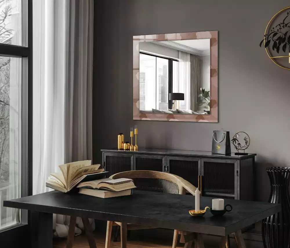 Oglindă dreptunghiulară decorativă cu flori de bujor