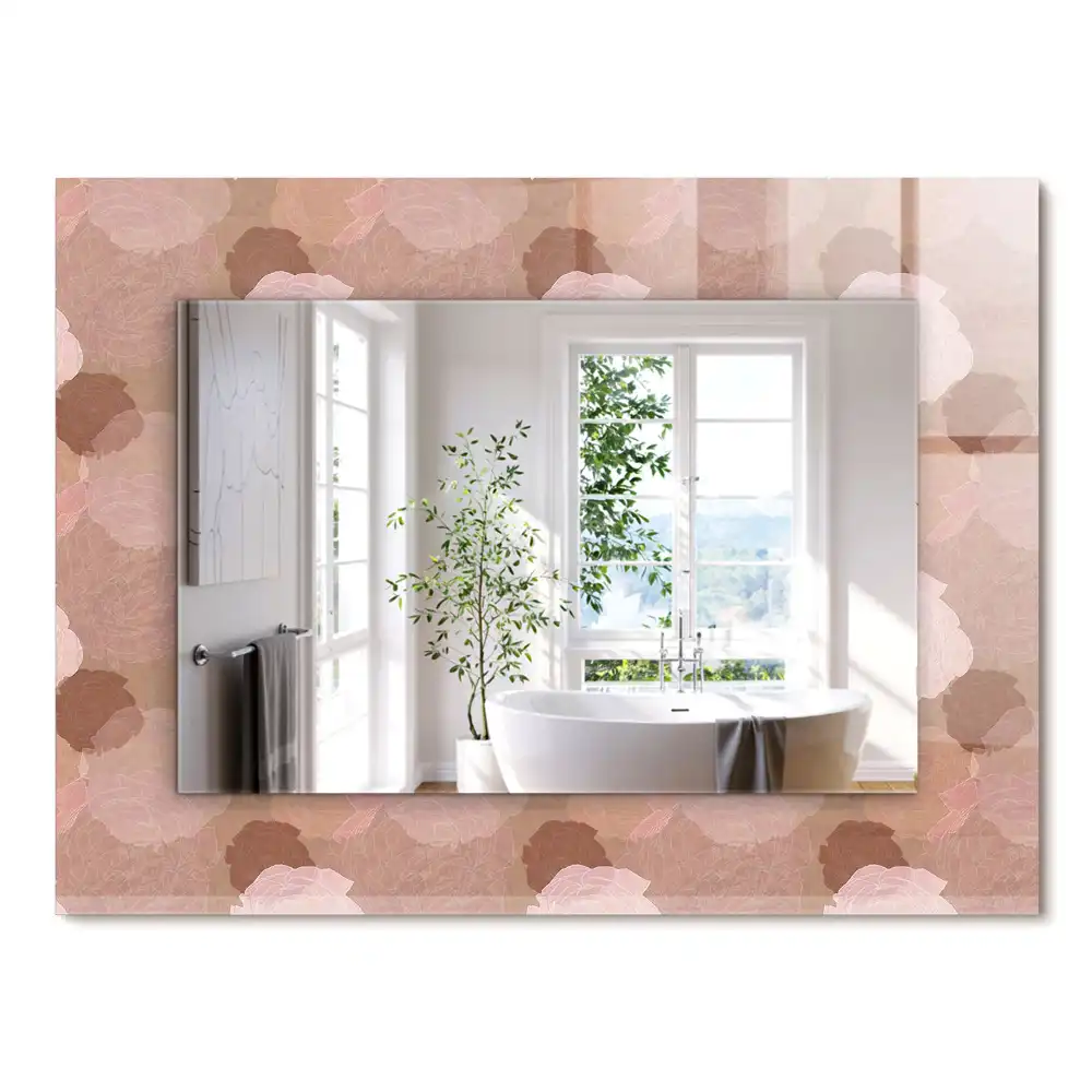 Oglindă dreptunghiulară decorativă cu flori de bujor