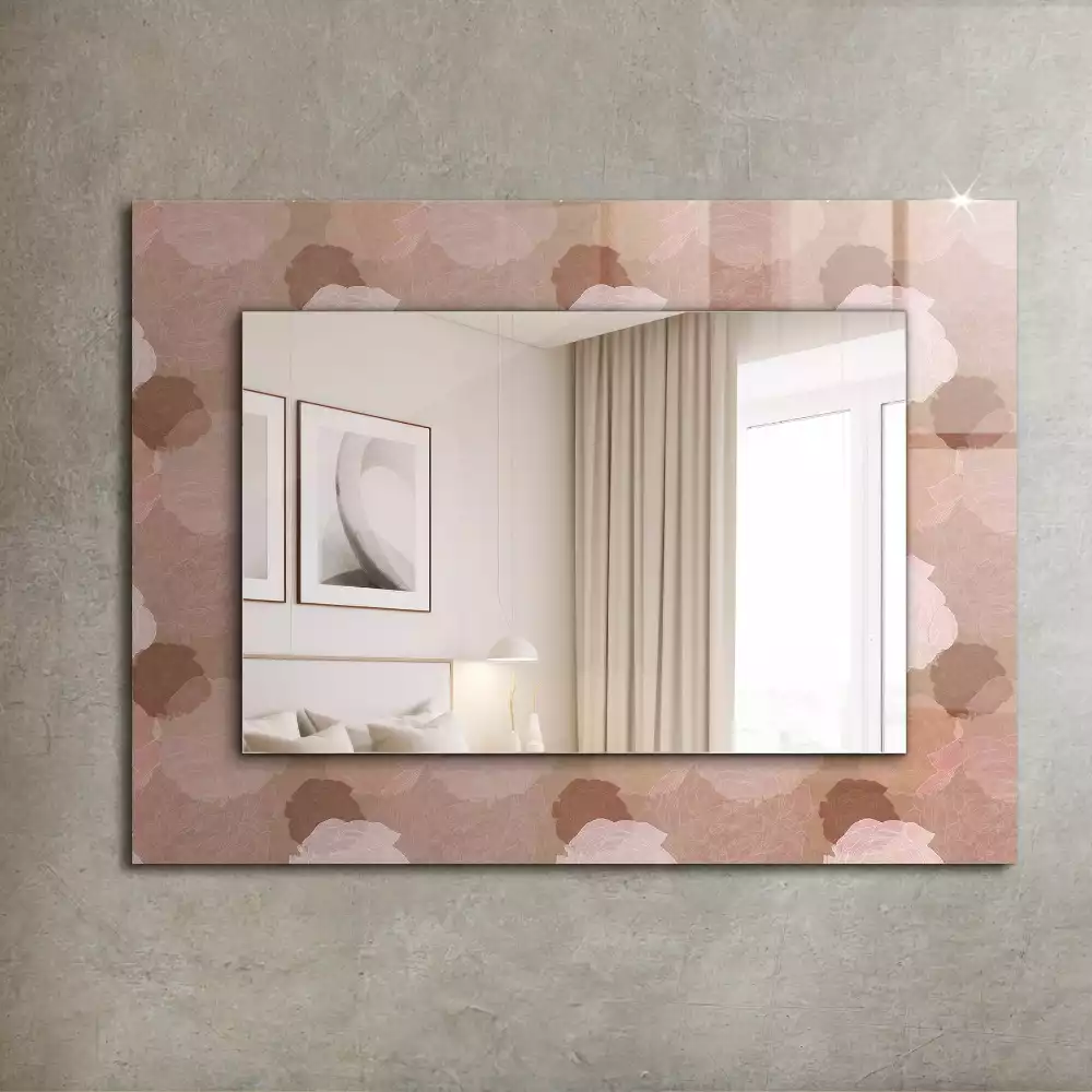 Oglindă dreptunghiulară decorativă cu flori de bujor