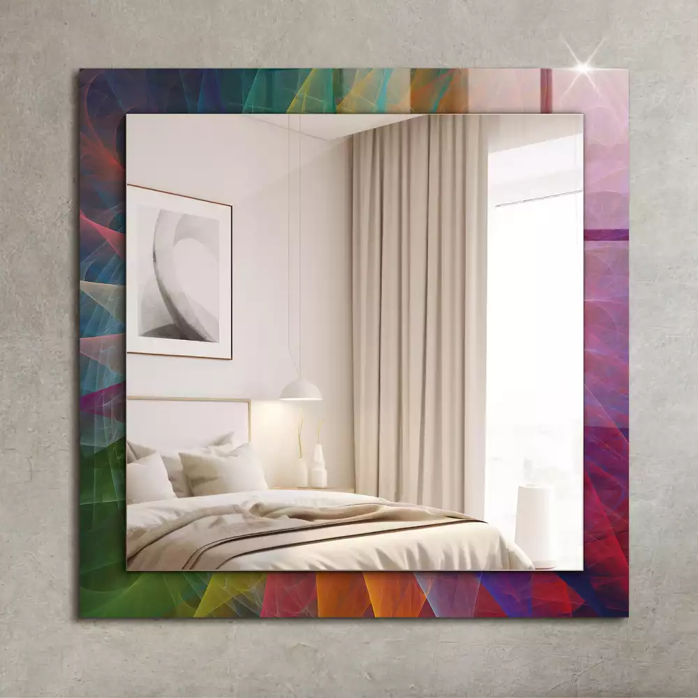 Oglindă dreptunghiulară cu imprimeu spirală abstractă colorată