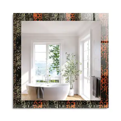 Oglindă dreptunghiulară cu decor ornamental etnic