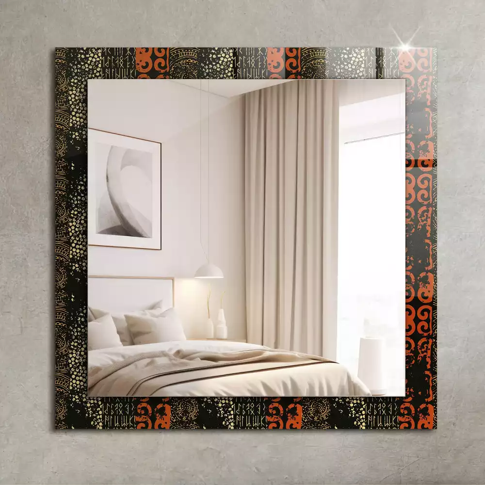 Oglindă dreptunghiulară cu decor ornamental etnic