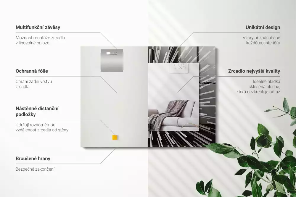 Oglindă decorativă dreptunghiulară cu efect de viteză a luminii