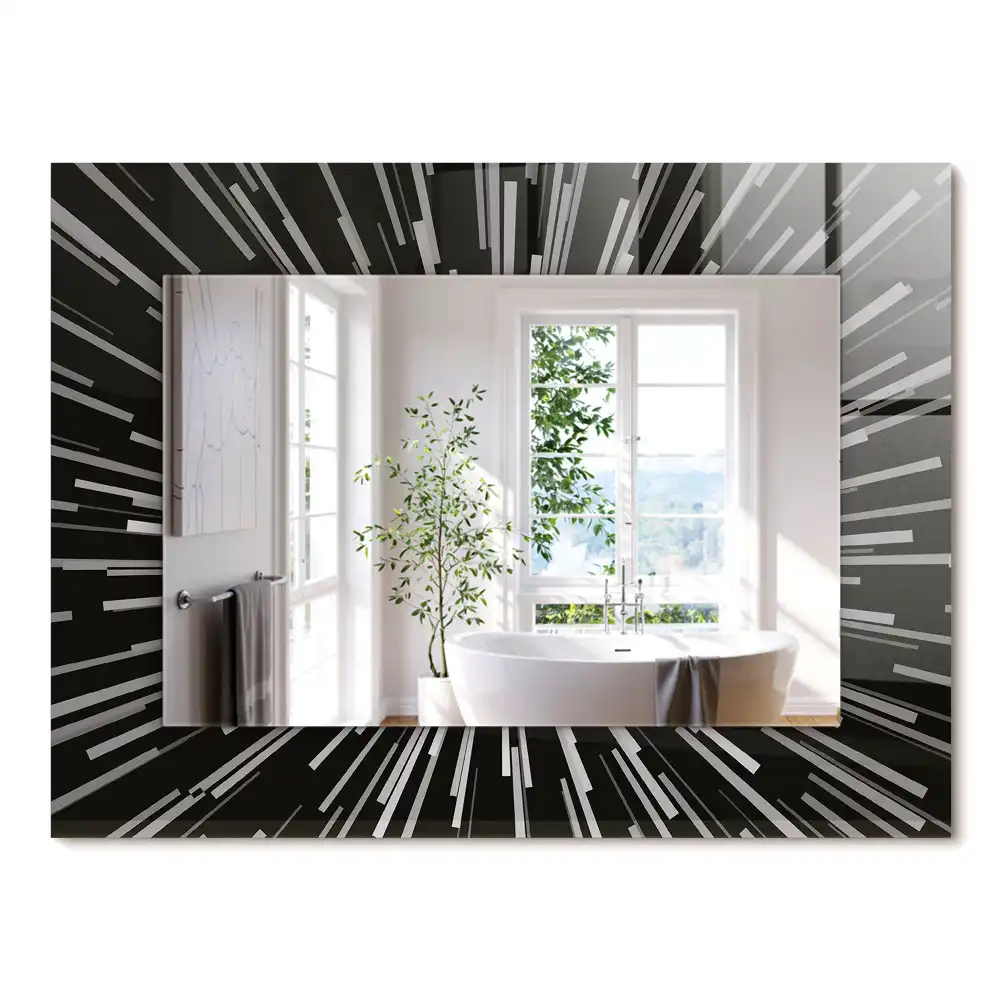 Oglindă decorativă dreptunghiulară cu efect de viteză a luminii