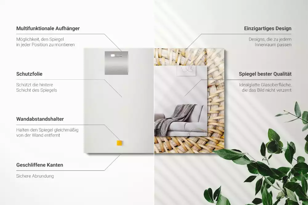 Oglindă decorativă de perete dreptunghiulară cu model zăbrele