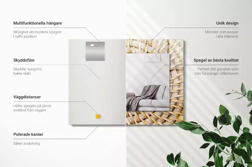 Oglindă decorativă de perete dreptunghiulară cu model zăbrele