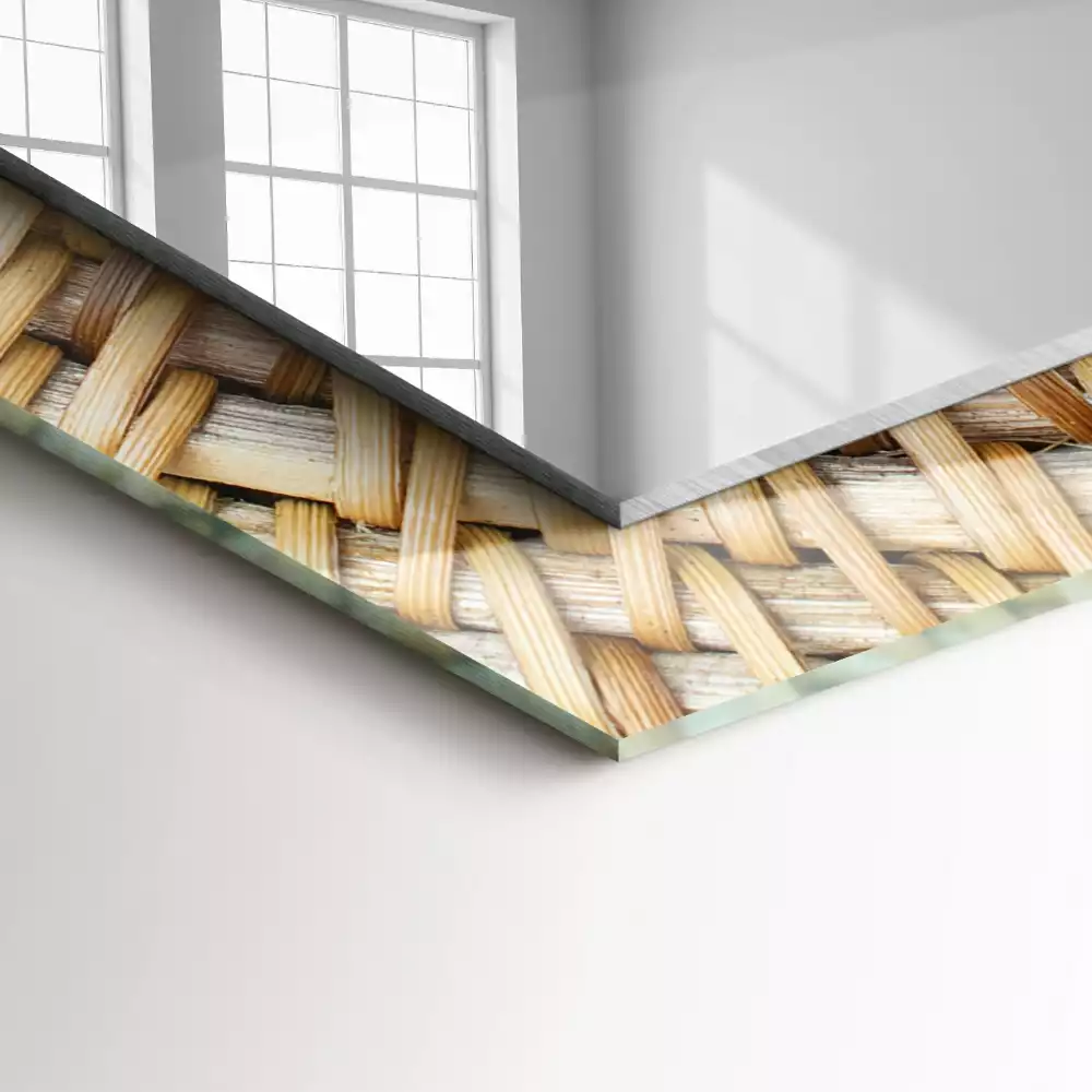 Oglindă decorativă de perete dreptunghiulară cu model zăbrele