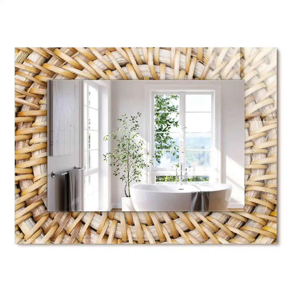 Oglindă decorativă de perete dreptunghiulară cu model zăbrele