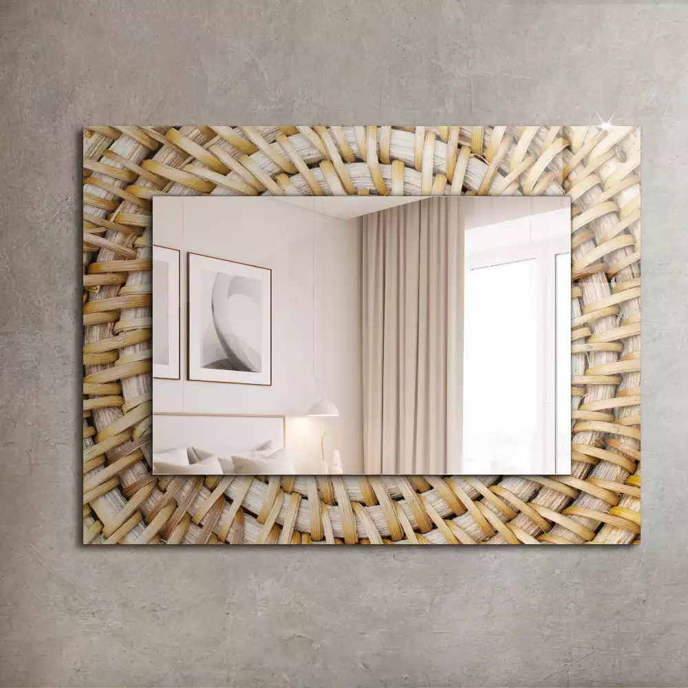 Oglindă decorativă de perete dreptunghiulară cu model zăbrele