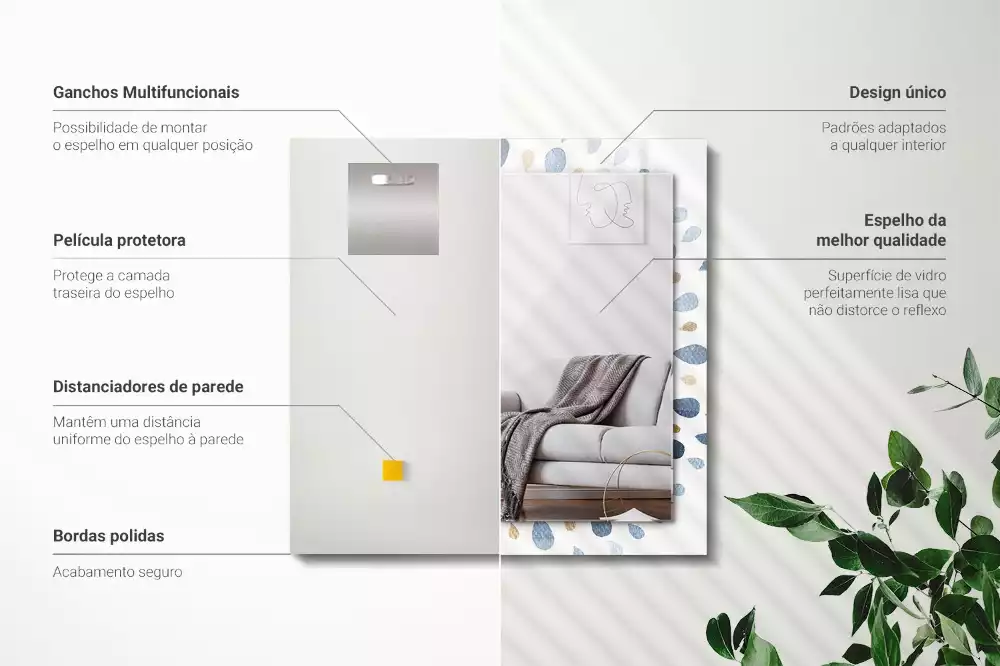 Oglindă dreptunghiulară cu ramă imprimată cu model abstract de mandală