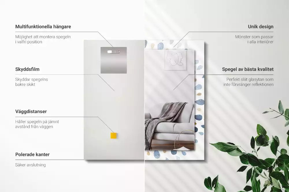 Oglindă dreptunghiulară cu ramă imprimată cu model abstract de mandală