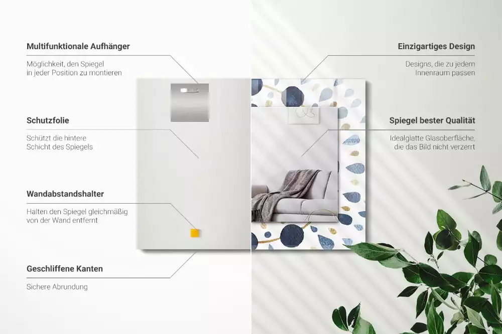Oglindă dreptunghiulară cu ramă imprimată cu model abstract de mandală