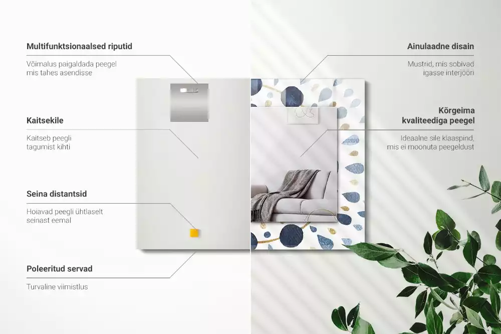 Oglindă dreptunghiulară cu ramă imprimată cu model abstract de mandală