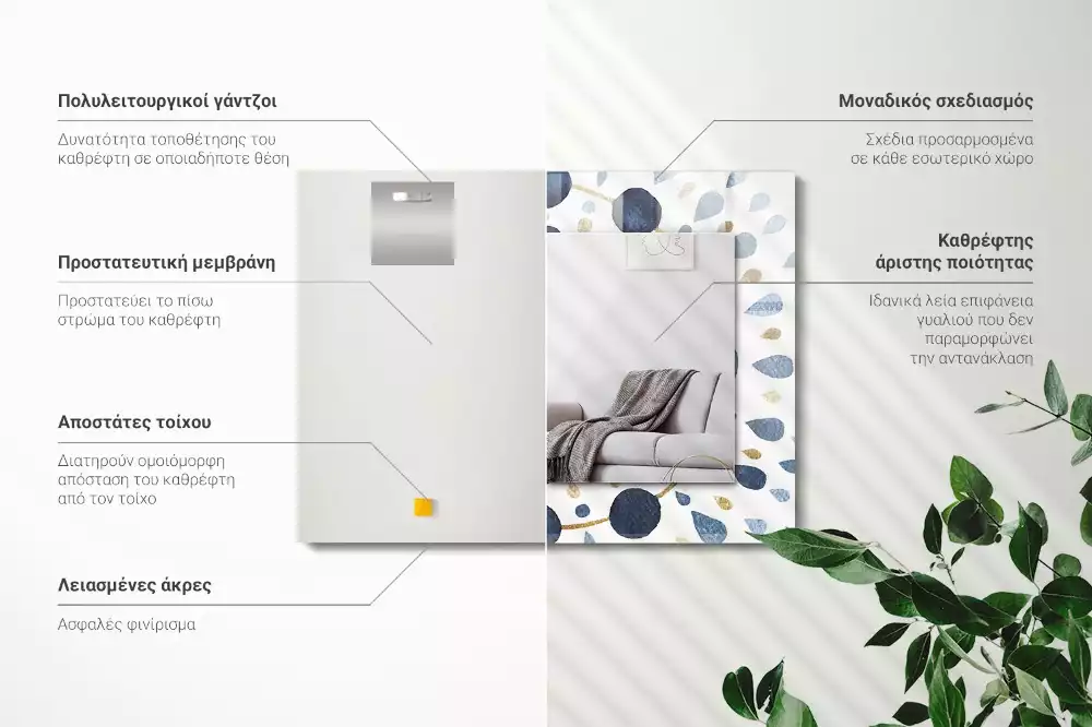Oglindă dreptunghiulară cu ramă imprimată cu model abstract de mandală