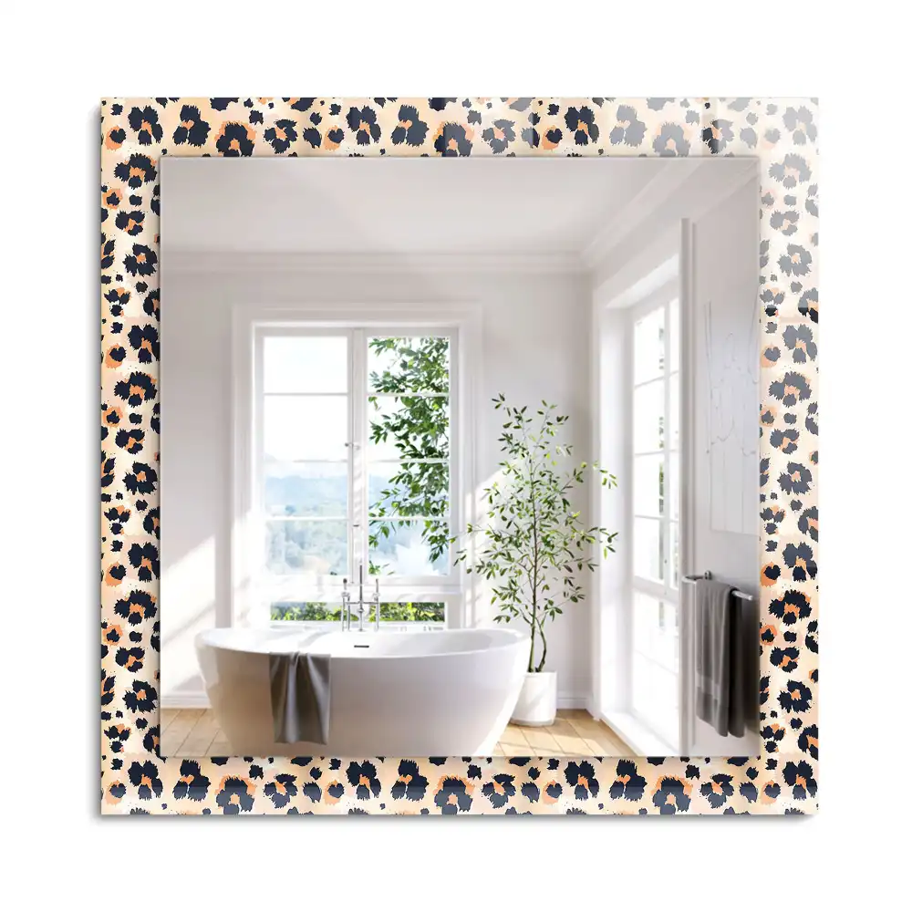 Oglindă dreptunghiulară cu decor model leopard