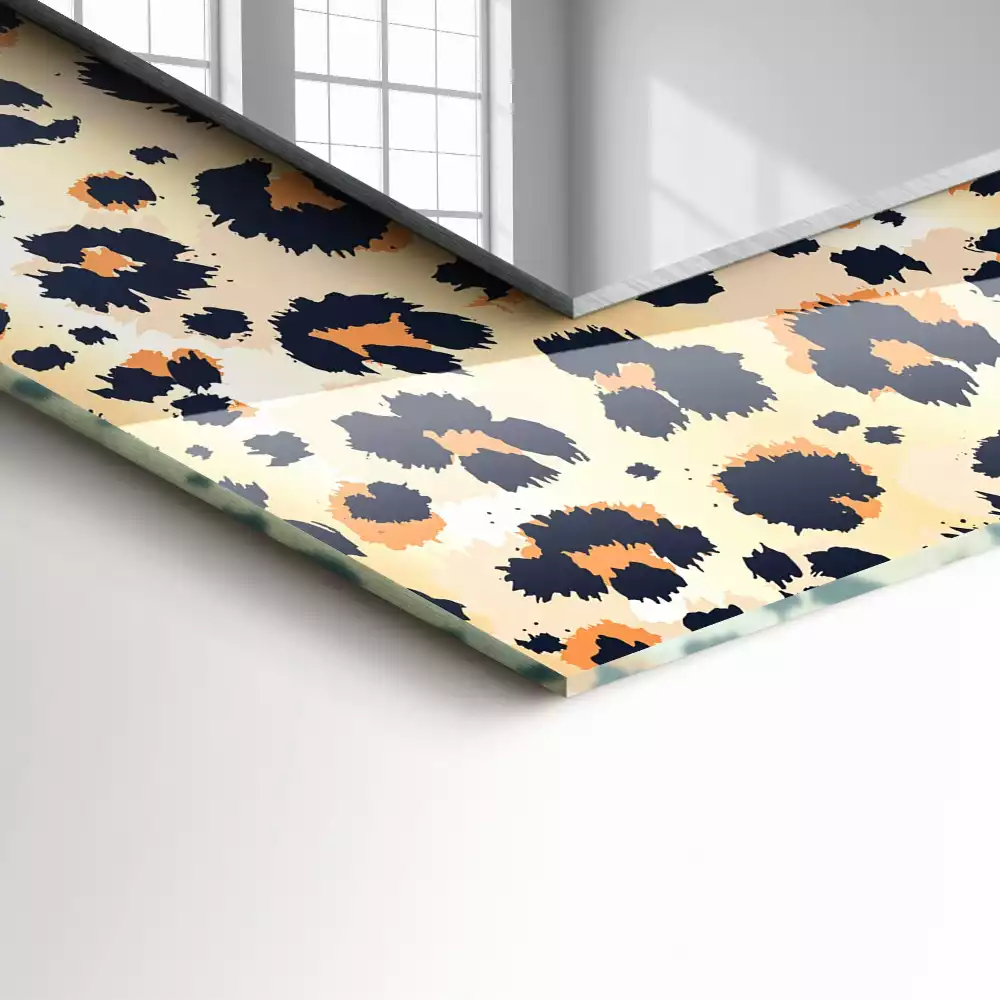 Oglindă dreptunghiulară cu decor model leopard