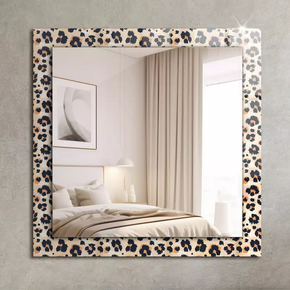 Oglindă dreptunghiulară cu decor model leopard