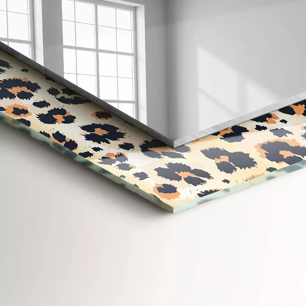 Oglindă dreptunghiulară cu decor model leopard