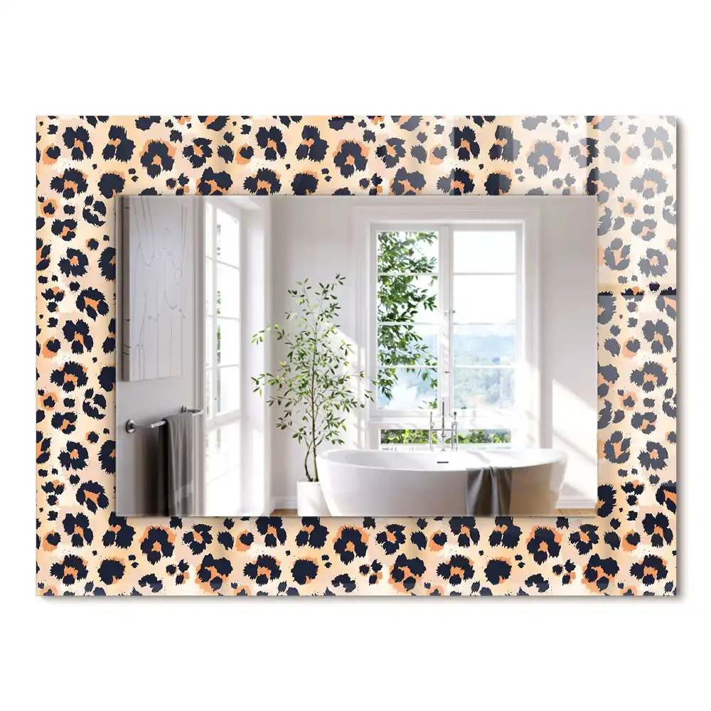 Oglindă dreptunghiulară cu decor model leopard