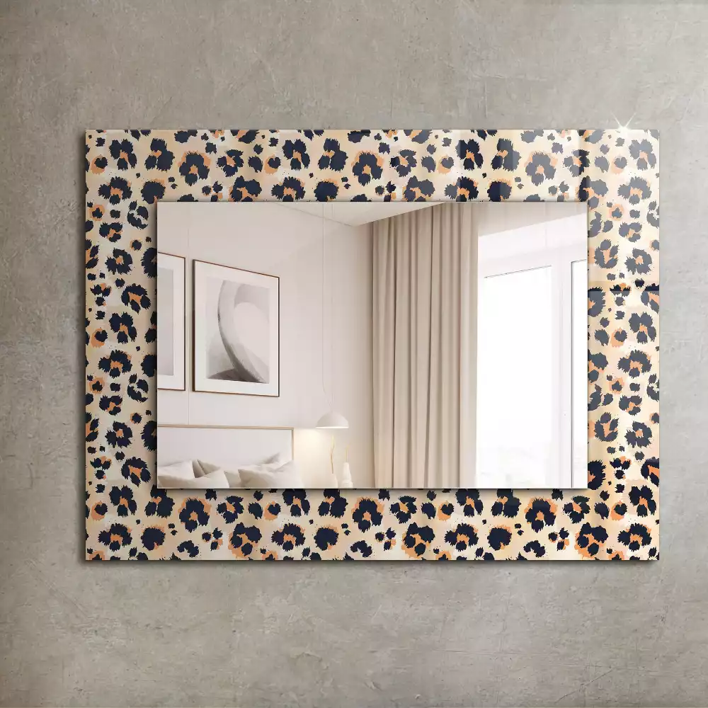 Oglindă dreptunghiulară cu decor model leopard