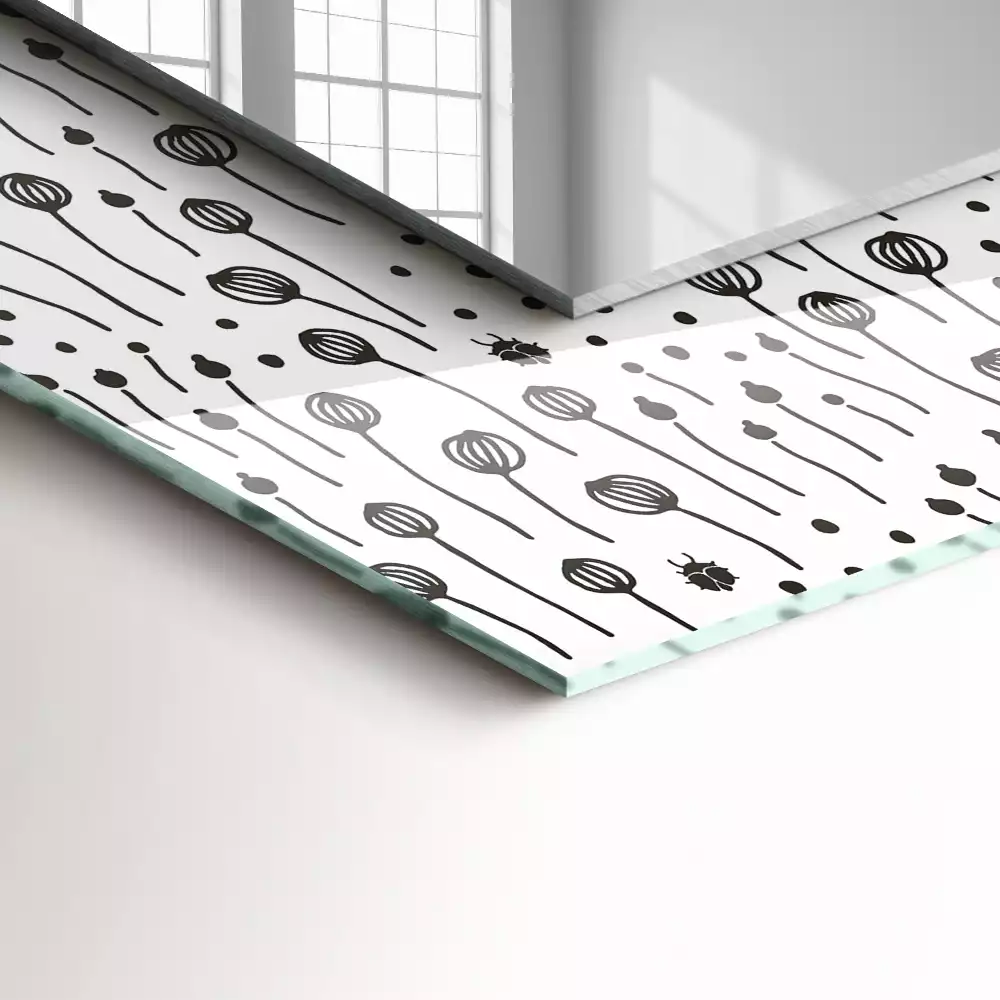 Oglindă dreptunghiulară cu imprimeu natură minimalistă