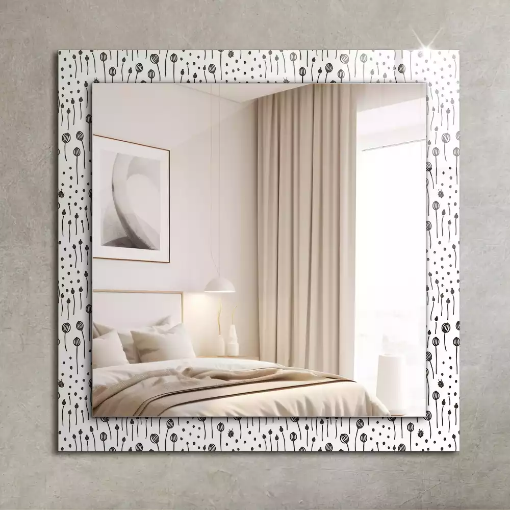 Oglindă dreptunghiulară cu imprimeu natură minimalistă