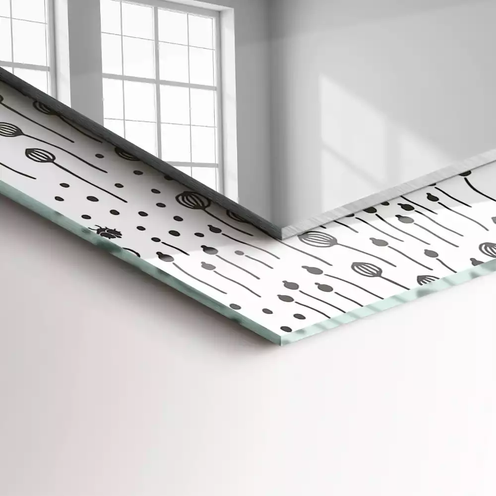 Oglindă dreptunghiulară cu imprimeu natură minimalistă