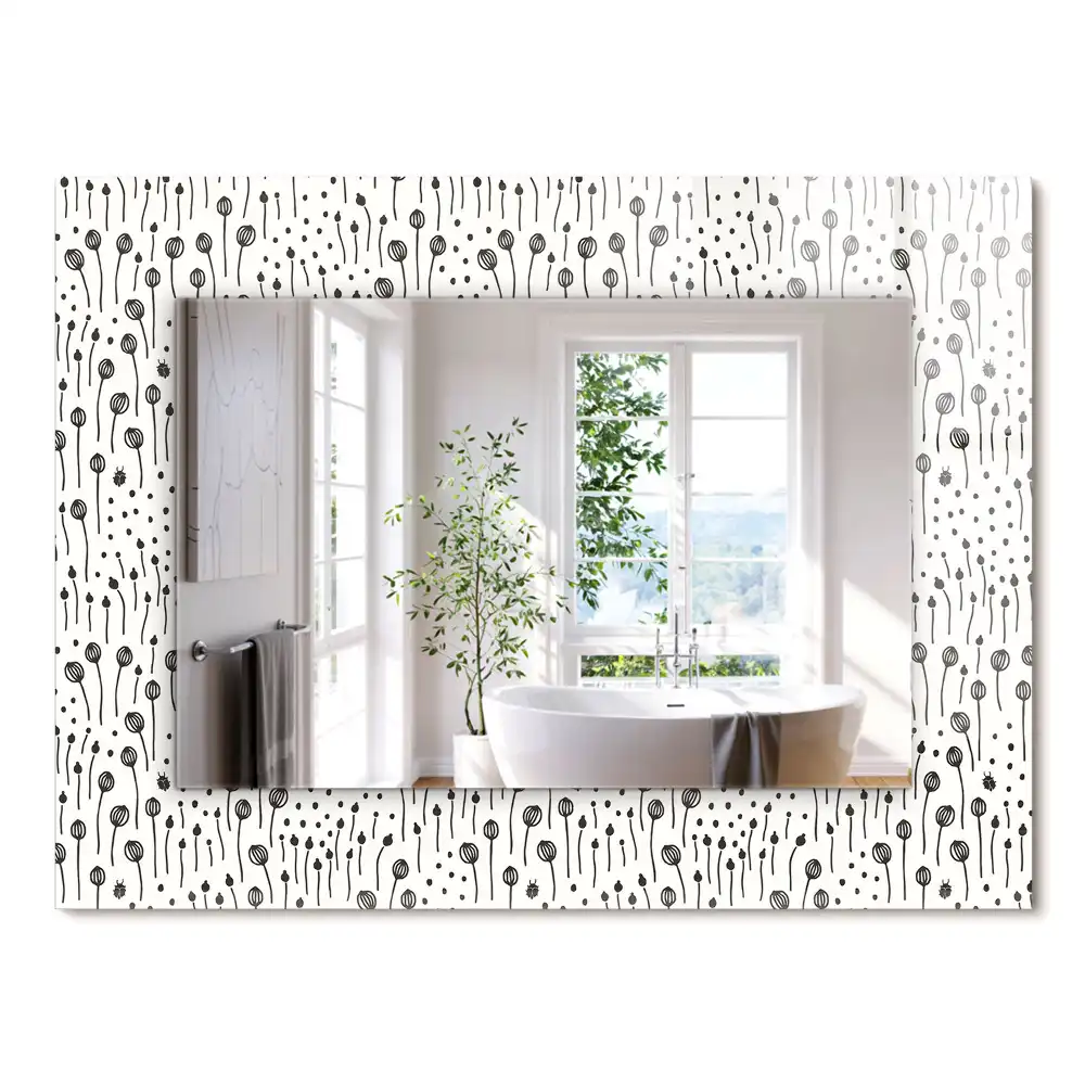 Oglindă dreptunghiulară cu imprimeu natură minimalistă