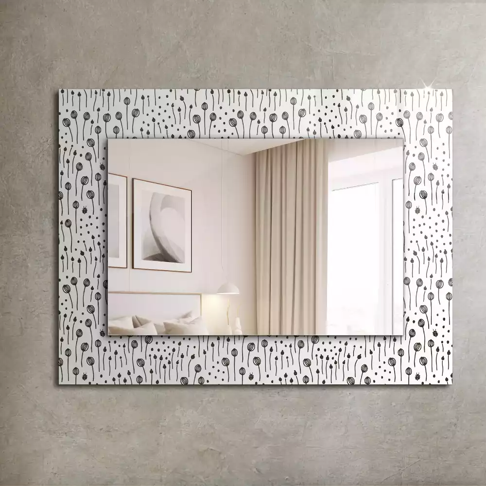 Oglindă dreptunghiulară cu imprimeu natură minimalistă
