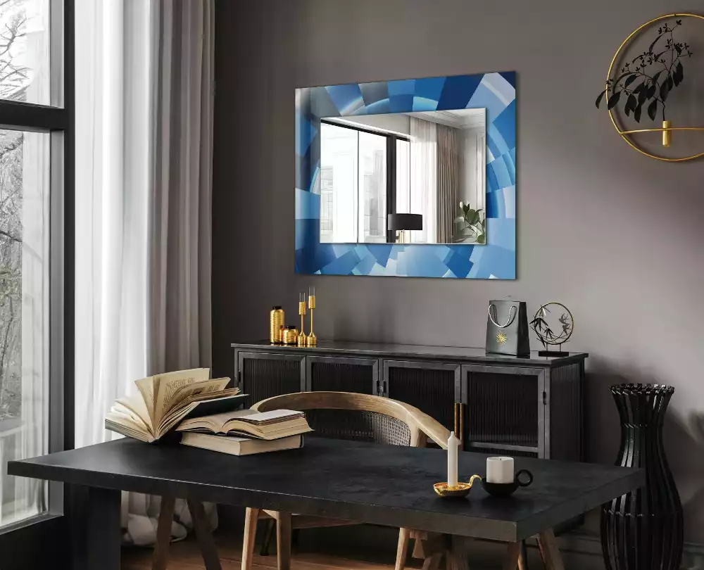 Oglindă decorativă de perete dreptunghiulară cu design abstract tip tunel