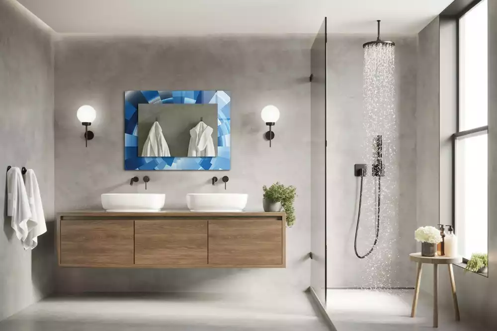 Oglindă decorativă de perete dreptunghiulară cu design abstract tip tunel