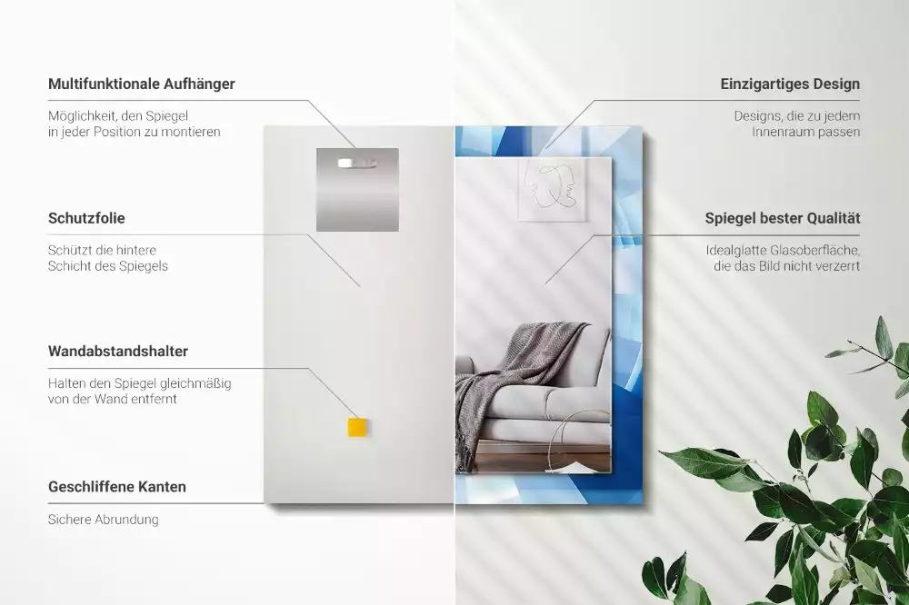 Oglindă decorativă de perete dreptunghiulară cu design abstract tip tunel