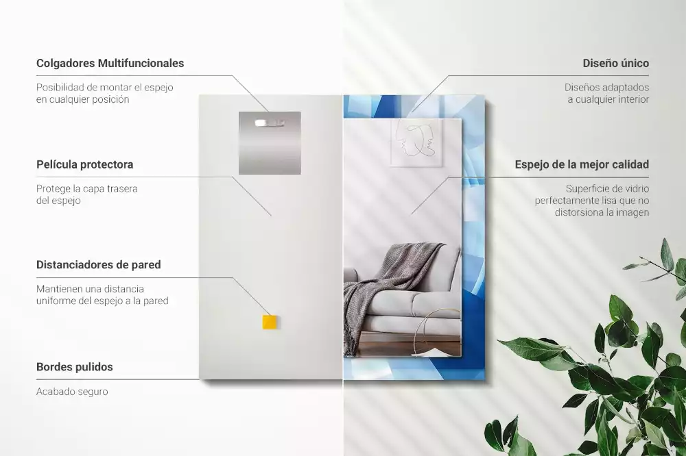 Oglindă decorativă de perete dreptunghiulară cu design abstract tip tunel