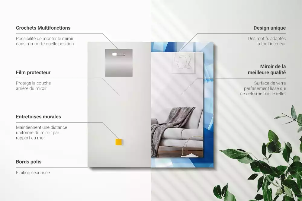 Oglindă decorativă de perete dreptunghiulară cu design abstract tip tunel