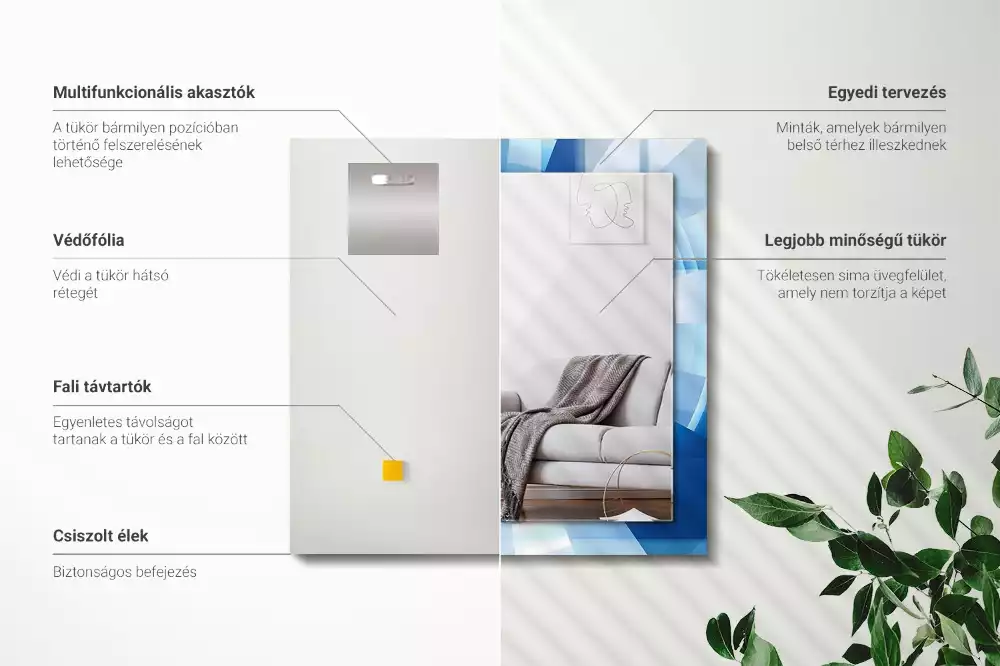 Oglindă decorativă de perete dreptunghiulară cu design abstract tip tunel