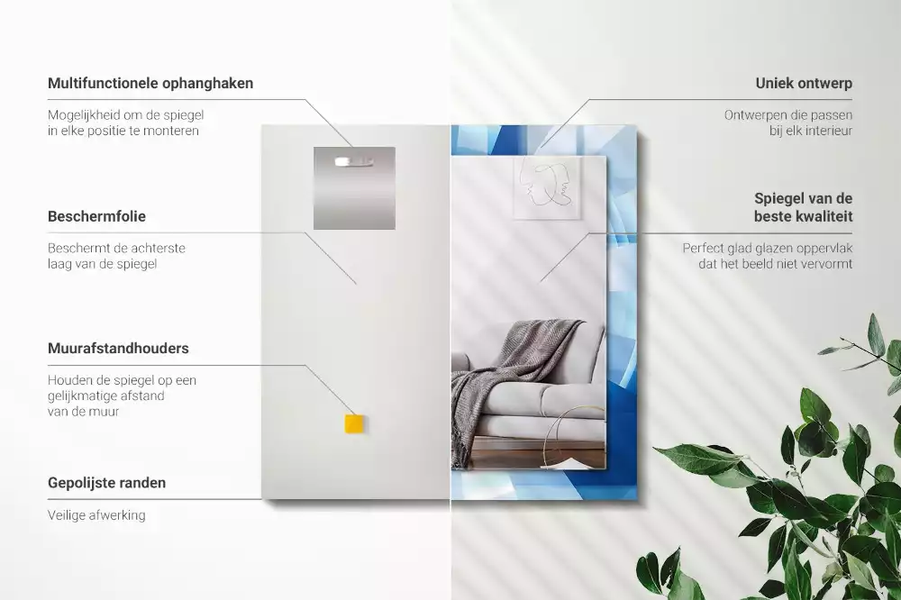 Oglindă decorativă de perete dreptunghiulară cu design abstract tip tunel