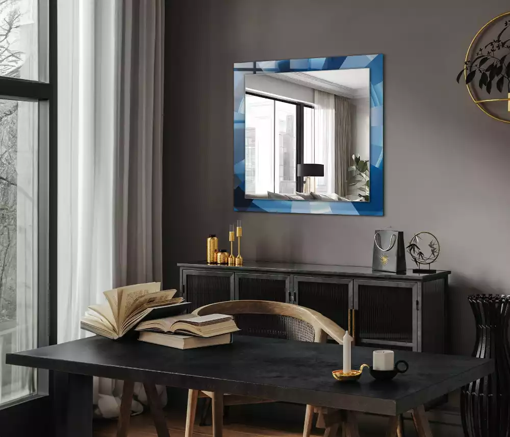 Oglindă decorativă de perete dreptunghiulară cu design abstract tip tunel