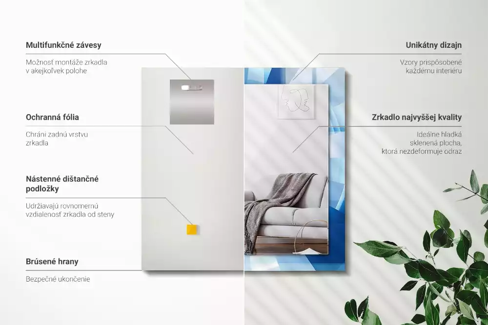 Oglindă decorativă de perete dreptunghiulară cu design abstract tip tunel