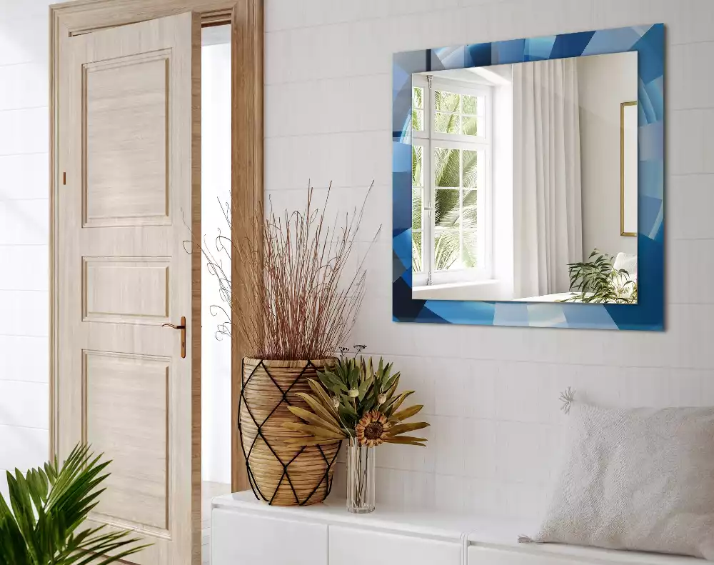 Oglindă decorativă de perete dreptunghiulară cu design abstract tip tunel