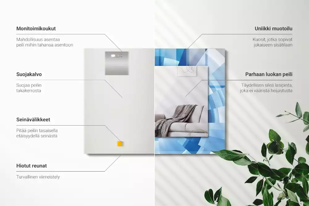 Oglindă decorativă de perete dreptunghiulară cu design abstract tip tunel