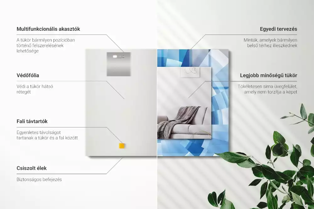 Oglindă decorativă de perete dreptunghiulară cu design abstract tip tunel