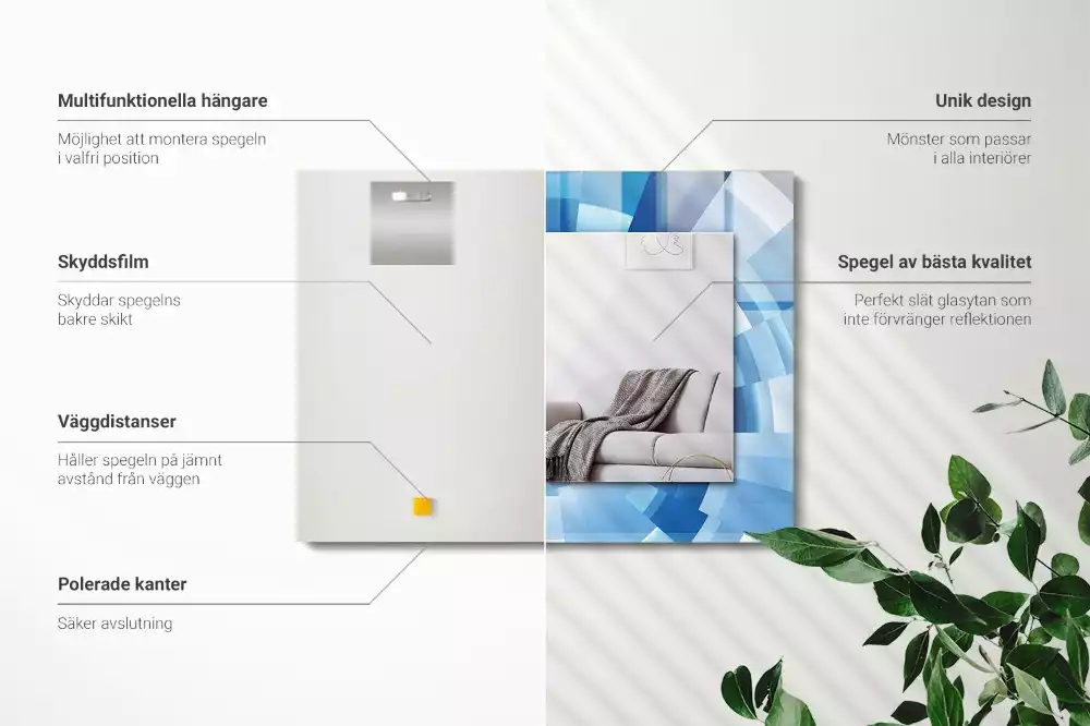 Oglindă decorativă de perete dreptunghiulară cu design abstract tip tunel