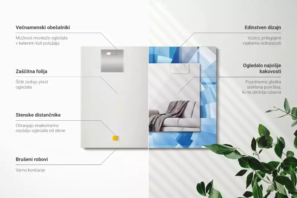 Oglindă decorativă de perete dreptunghiulară cu design abstract tip tunel