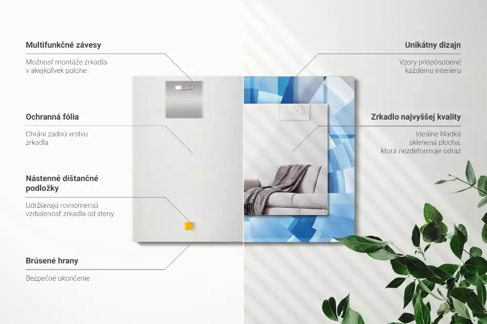 Oglindă decorativă de perete dreptunghiulară cu design abstract tip tunel