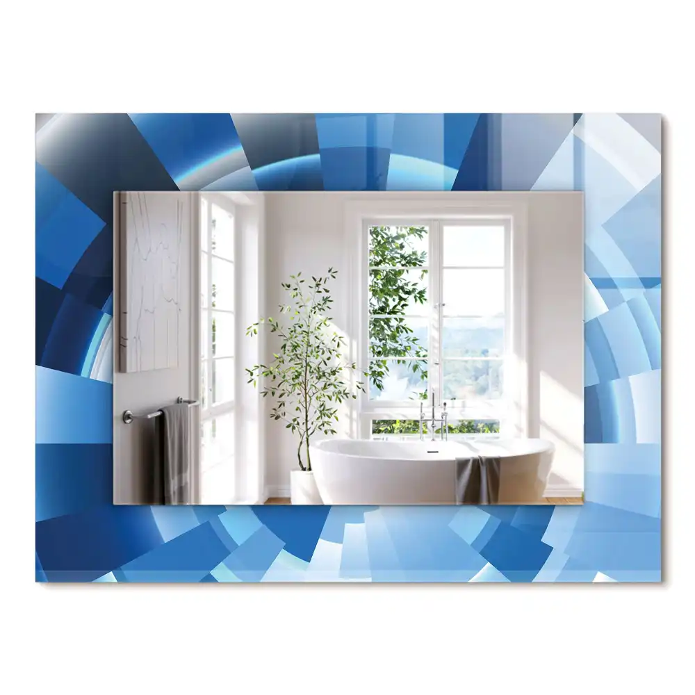 Oglindă decorativă de perete dreptunghiulară cu design abstract tip tunel