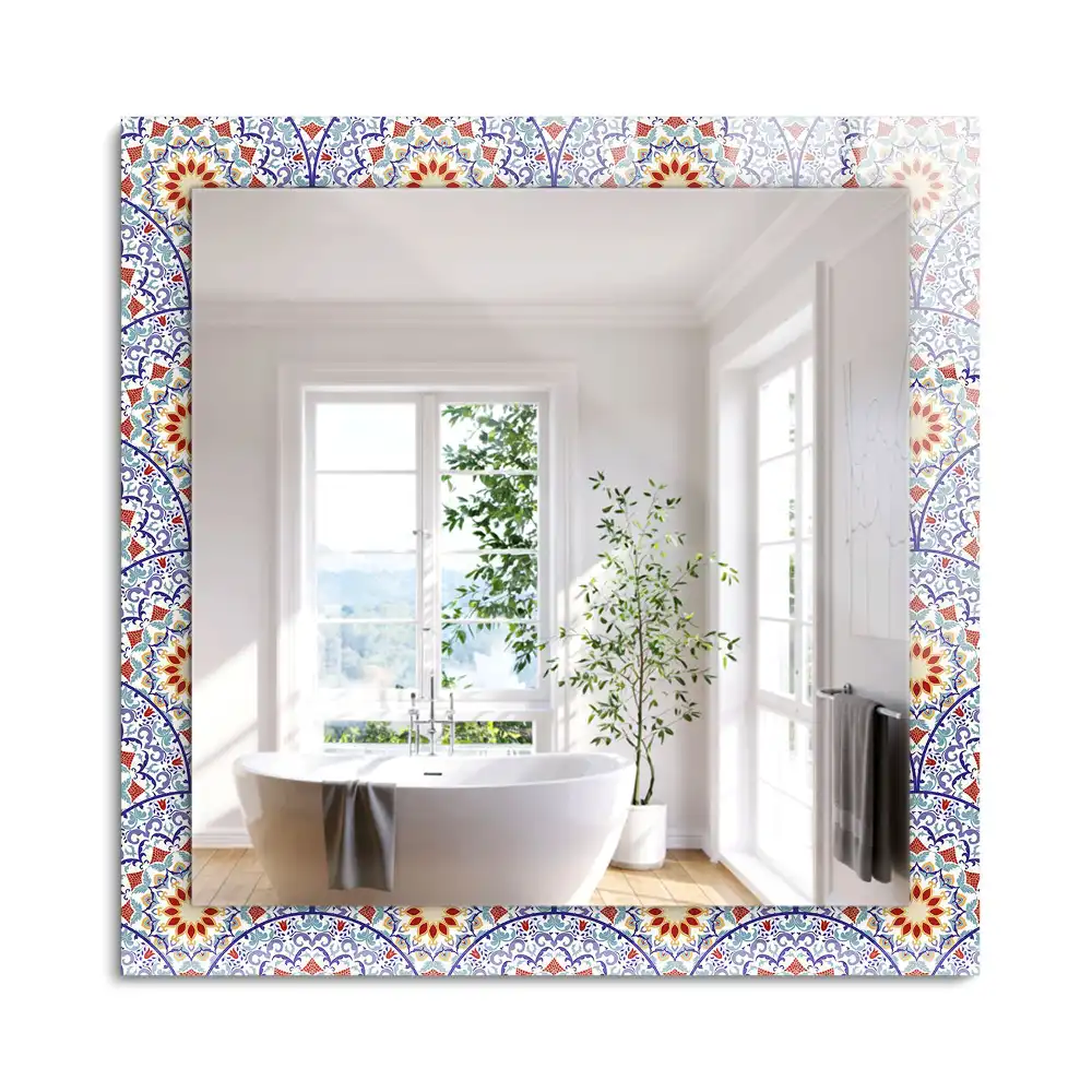 Oglindă dreptunghiulară cu decor mandala